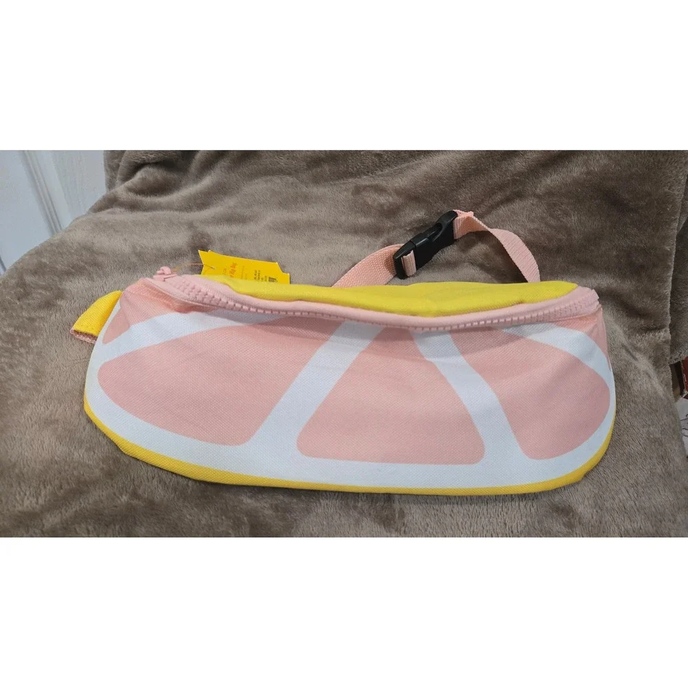 Sun Squad Cooler Hip Bag‎ Yellow Pink Citrus Fruit Print Adjustable Strap